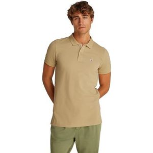 Tommy Jeans Heren TJM SLIM PLACKET POLO EXT S/S Polo, Beige, M, Beige (Relic Tan), M