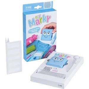 DIY MARKY - Aanpasbare Stempel voor Kinderen | Voor Kinderkleding en -items | Inclusief Inkt voor tot 1000 Afdrukken | Compleet Set met Labels en Thermisch Plakband | (Blauw)