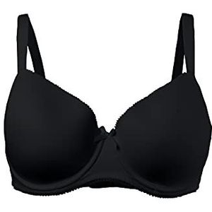 Ulla Popken 697144 Beugelbeha voor dames tot 110D | dessous, zachte cups, verstelbare bandjes, naadloos, effen en sierstrik, zwart (10), 100C