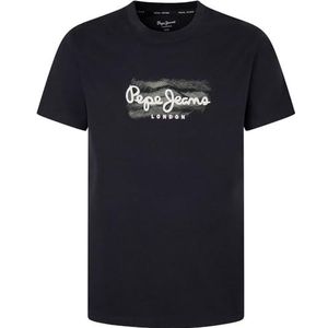 Pepe Jeans Castle T-shirt voor heren, Zwart (zwart), XS