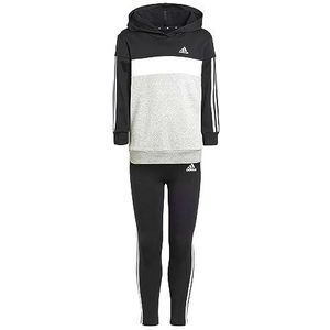 Adidas, Essentials 3-Stripes Tiberio, jumpsuit, Top: Black/White/Medium Grey Heather Bottom: Black/White, 7/8A, Meisje
