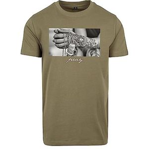 Mister Tee Heren T-shirt Pray 2.0 Tee, grafisch T-shirt voor mannen, print shirt, streetwear, olijfgroen, XXL