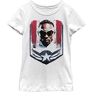 Marvel Likeness The Falcon and The Winter Soldier Take On The Mantle Girl's Solid Crew Tee, wit, XS, Weiß, XS