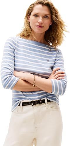 Tommy Hilfiger - Slim Cody Boat-NK 3/4SLV WW0WW40589 - T-shirt - Blauw