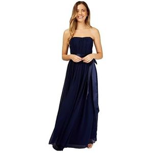 Little Mistress Dames Tie Taille Bruidsmeisje Maxi Jurk, Maat 10 UK, Marineblauw