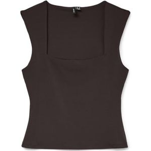 VERO MODA Dames Vmmillion Sl Square Neck Top JRS Noos, chocolade taart, M