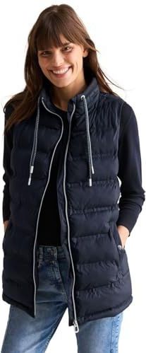 Cecil - Gevoerd Gilet - Blauw - Opstaande Kraag - Steekzakken