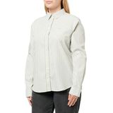 Overhemdblouse met logostitching en afgeronde zoom