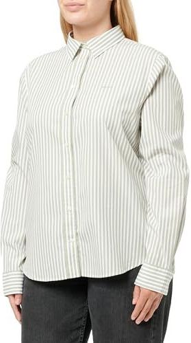 Overhemdblouse met logostitching en afgeronde zoom