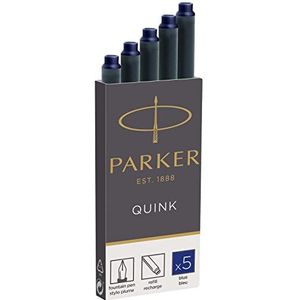 Parker Quink vulpen, lange patronen 5 stuks. Box of 5 Blauw