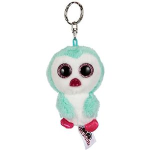 NICI 45548 geliefde sleutelhanger Pinguin Yoniko 9 cm, grote glitterogen, pluche dier met sleutelring, turquoise/wit