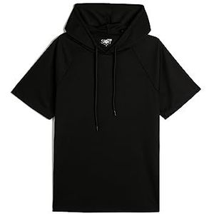Koton Basic Raglan Sleeve Sport T-shirt met capuchon voor heren, zwart (999), L
