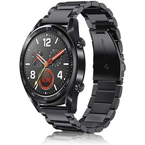 Fintie Bandjes compatibel met Huawei Watch GT/Huawei Watch GT 2 46mm/Huawei Watch GT Active Smartwatch – 22mm Snelle Release Roestvrij Staal Metaal Adjustable Replacement Armband, Zwart