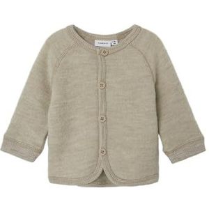 NAME IT Babymeisje Nbfwmino Wool Bru Ls Card Vest Vest, beige, 56 cm