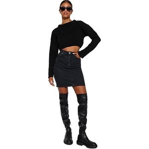Trendyol Dames Black Basic Mini Denim Skirt, 34