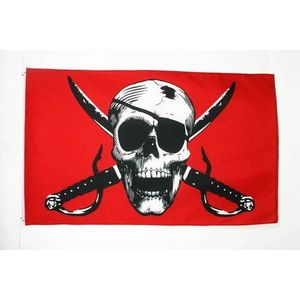 Piratenvlag Crimson 150x90 cm - Piratenvlaggen 90 x 150 cm - Banier 3x5 ft Hoge kwaliteit - AZ FLAG