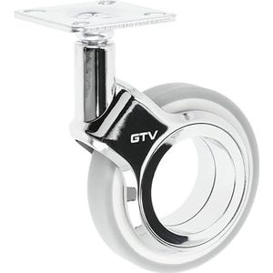 GTV - Meubelwielen GIRA | zwenkwielen | wielen voor meubels | zonder rem | diameter 75 mm | van kunststof en staal | verchroomd + grijs mat