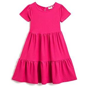 Koton Girl Basic Midi Dress Short Sleeve Ronde Hals Diered, roze (260), 4-5 Jaren