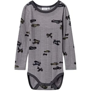 NAME IT Baby - Jongens Nmmwang Wool Naald Ls Body Noos Xxiii, Zilver Filigree/Aop:aop, 86