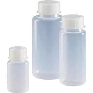 Vitlab Polypropyleen brede hals fles met schroefdop, transparant, GL 45 schroefdraad, 500 ml capaciteit, 76 mm diameter, 166 mm hoogte, 12 stuks