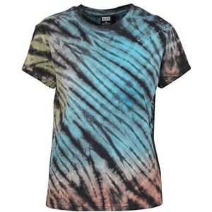 Urban Classics Dames Tie Dye Boyfriend T-shirt, Dames T-shirt, verkrijgbaar in vele verschillende kleuren, maten XS tot 5XL, zwart, XS