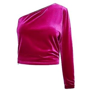 SKYLAH Dames One-Shoulder Top, roze, XL