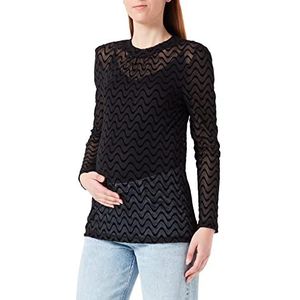 Supermom Dames Top Dillon Long Sleeve All Over Print T-Shirt, Black-P090, M