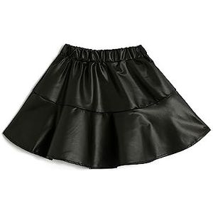 Koton Girls Faux Leather Mini Rok Elastische Tailleband Tiered, 999 (zwart), 11-12 Jaar