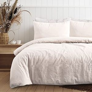 Sleepdown 100% puur katoen effen kleurstof natuurlijke dekbedovertrek quilt kussensloop beddengoed set zacht onderhoudsvriendelijk - eenpersoons (135 cm x 200 cm)
