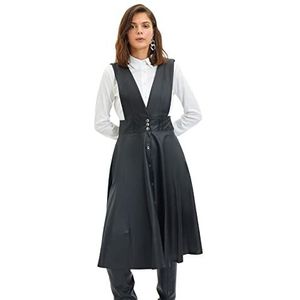 Trendyol Dames Trendyol Woman Regular Jile V-hals geweven jurk, zwart, 40 UK, Zwart, 38