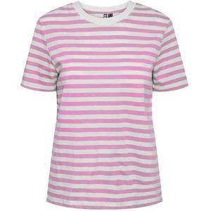 PIECES - Pcria Ss Tee Stripes Noos - T-shirt - Pastel Lavendel / Glanzend Wit