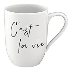 Villeroy & Boch - Statement, beker met handvat, C'est la vie, 280ml, premium porselein, wit