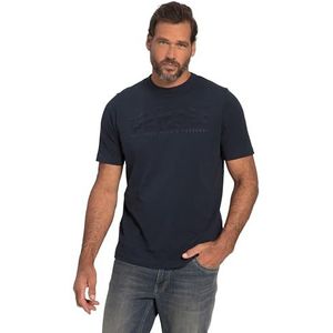 JP 1880, T-shirt voor heren, grote maten, halve mouwen, flamjersey, print, ronde hals, tot 8 XL, Donkerblauw, L