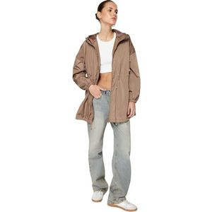 Trendyol FeMan oversized basic capuchon geweven jas, nertsen, XL, Nerts, XL