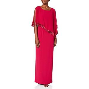 Gina Bacconi Maxi-jurk met pailletten en chiffon voor dames, Rood (Kersenwijn), 36