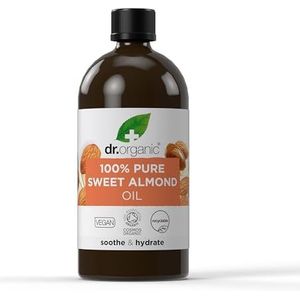 Dr Organic Zoete Amandelolie, 100% Puur & Natuurlijk, Hydraterend, Multi-Action, Lichaam & Haar, Draagolie, Aromatherapie, Veganistisch, Dierproefvrij, Zonder Parabenen & SLS, Biologisch, 100ml