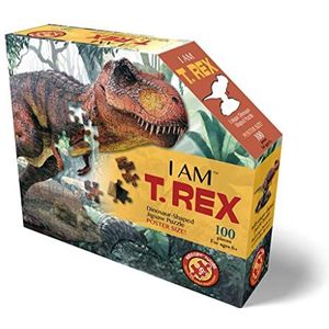 Madd Capp 884014 Shape Puzzle Junior, contourpuzzel T-Rex, voor volwassenen en kinderen, 100 stukjes, meerkleurig