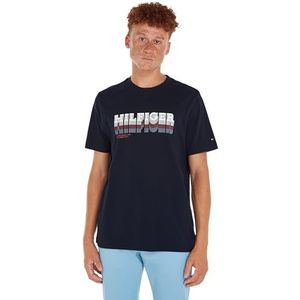 Tommy Hilfiger Heren Fade Hilfiger Tee S/S T-shirts, blauw, XS, woestijn hemel, XS