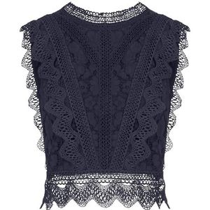 APART kanten top van een plastic kant en versierd met kantlint, nachtblauw, 34