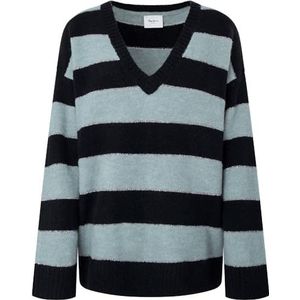 Pepe Jeans Dames Felice Stripe Pullover Sweater, Groen (Hydro Groen), XS