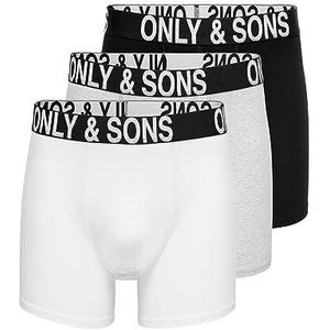 ONLY & SONS ONSFITZ WB Bold Trunk Boxershorts voor heren, verpakking van 3 stuks, XS, S, M, L, XL, XXL, Zwart Wit Mgm Zwart, L