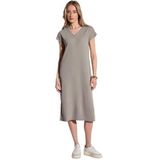 Street One - Midi-jurk - Beige - Dames - Geribbelde Structuur