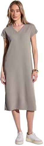 Street One - Midi-jurk - Beige - Dames - Geribbelde Structuur