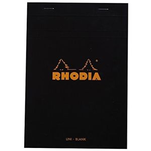 Rhodia 160009C - schrijfblok/notitieblok genietend nr. 16 DIN A5 21 x 14,8 cm, 80 vellen blanco 80 g, afneembaar en microgeperforeerd, met kartonnen achterkant, zwart, 1 stuk