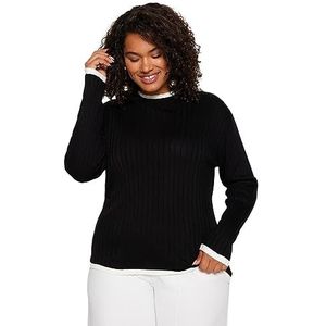 Trendyol Dames rechte lange mouwen getailleerde sweater in plussize, zwart, 3XL