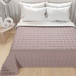 PETTI Artigiani Italiani - Quilt voor tweepersoonsbed, licht dekbed, dubbelzijdig, gewatteerd sprei, licht zomerdekbed, oudroze