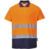Portwest S174 Tweekleuren Katoenen Comfort Poloshirt, Normaal, Oranje/Marine, Grootte S