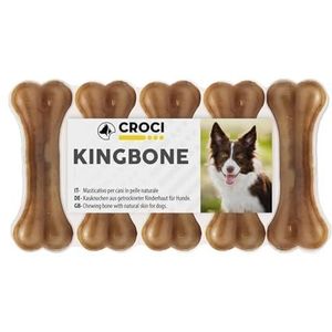 Croci King Bone - Hondenbotten, beloningssnack voor honden van natuurlijk koeienhuid, tandstick voor het reinigen van de tanden, 7,5 cm, 5 stuks