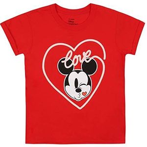 Disney Mickey Love Kiss T-shirt voor meisjes, Rood, 9-10 Jaren