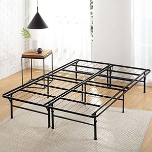 Zinus SmartBase Bed 135 x 190 cm, hoogte 35 cm, ideaal voor een logeerbed, met opbergruimte onder het bed, metalen bed, zwart